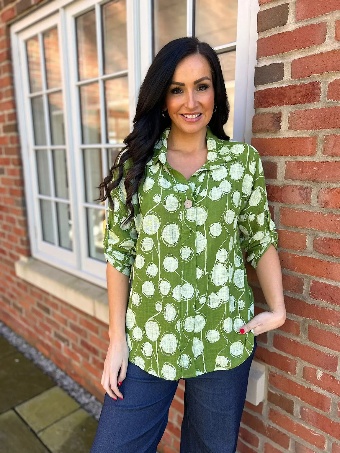 Green Multi Circle Lightweight Shirt Ruby