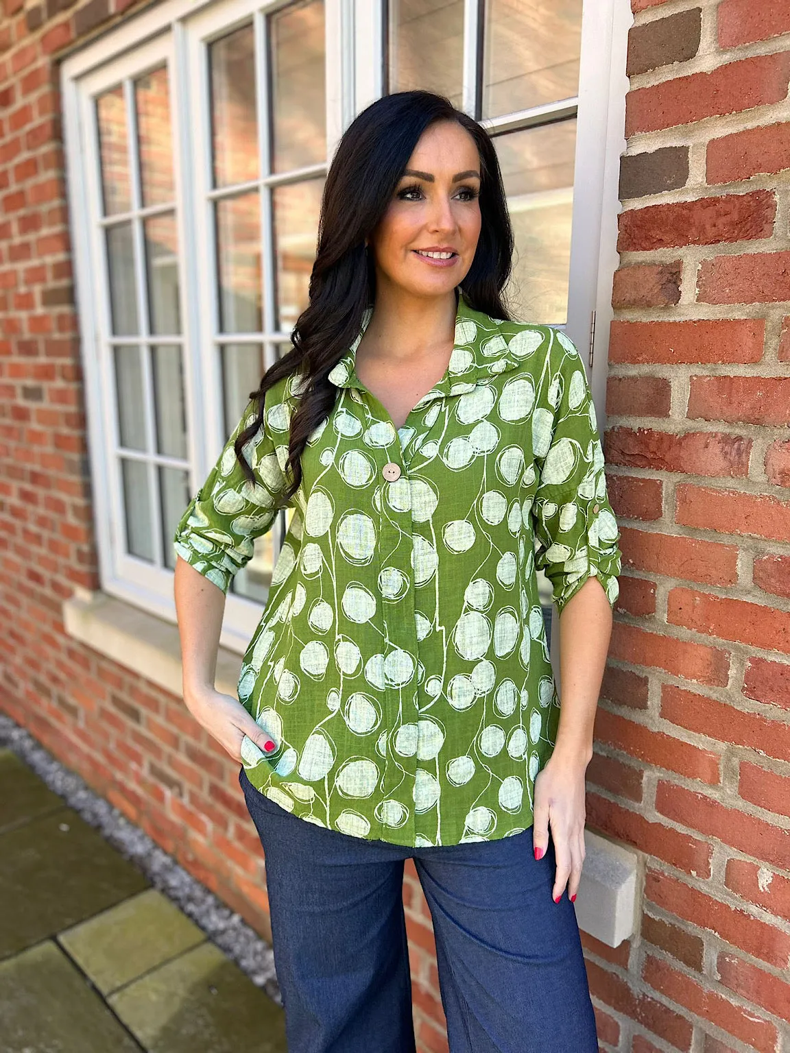 Green Multi Circle Lightweight Shirt Ruby