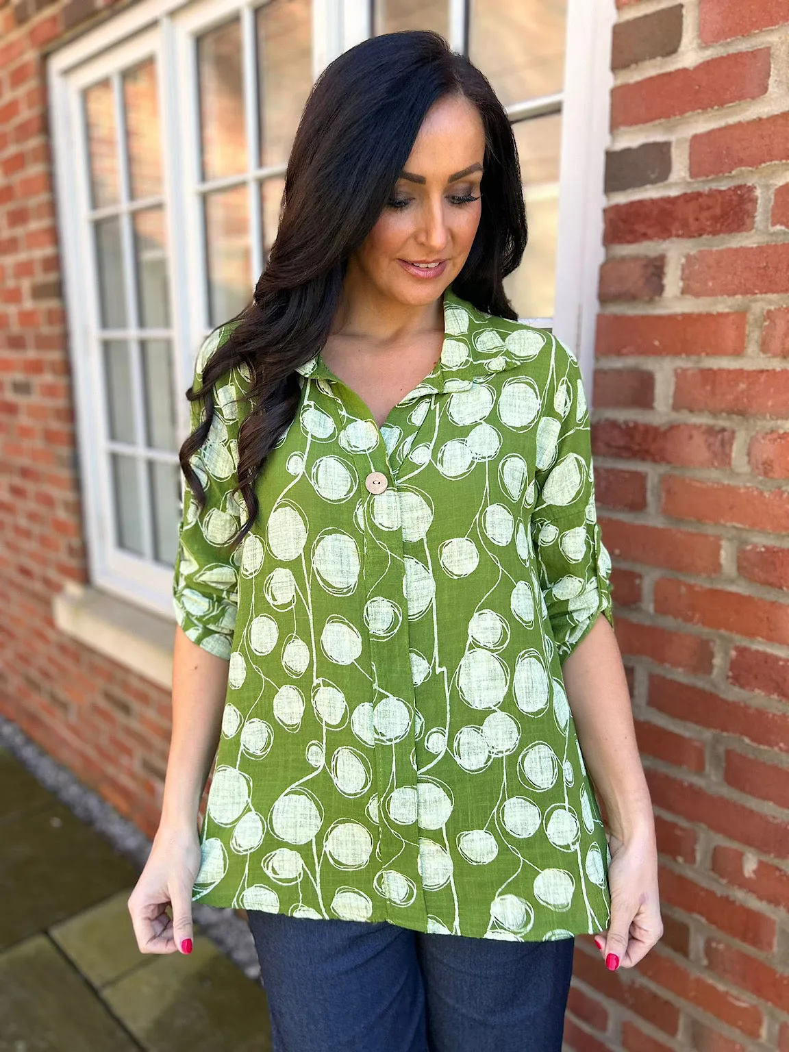 Green Multi Circle Lightweight Shirt Ruby