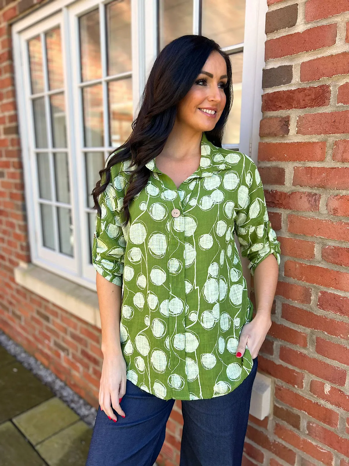 Green Multi Circle Lightweight Shirt Ruby