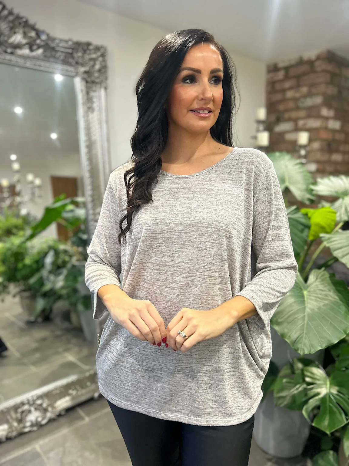 Grey Marl Lightweight Top Jennifer