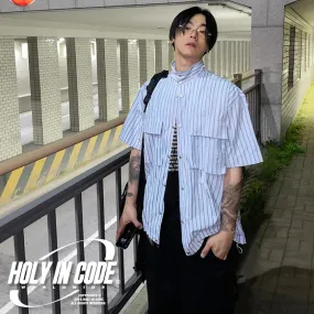 HOLY IN CODE  |Stripes Casual Style Unisex Street Style Cotton