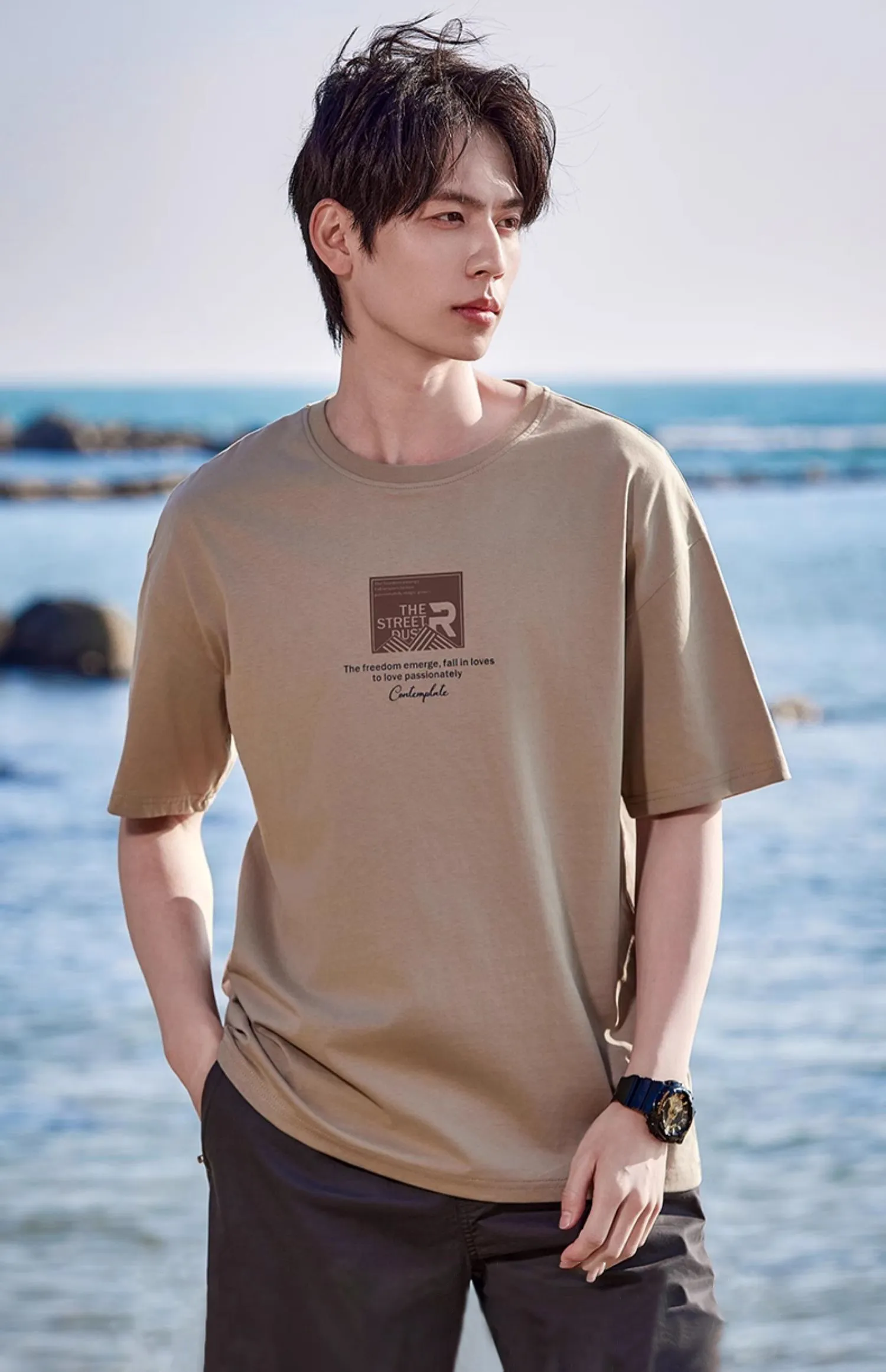 JEEP SPIRIT  |Crew Neck Street Style Plain Other Animal Patterns Cotton