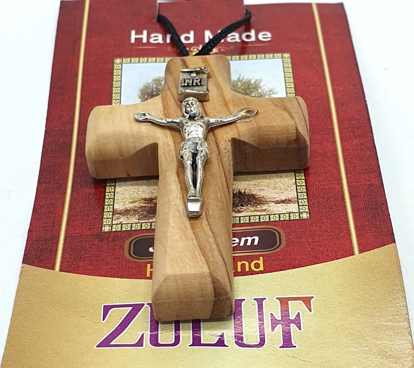 Jesus Steel Olive Wood Cross Pendants - Symbolic and Stylish Accessories for Spiritual Expression