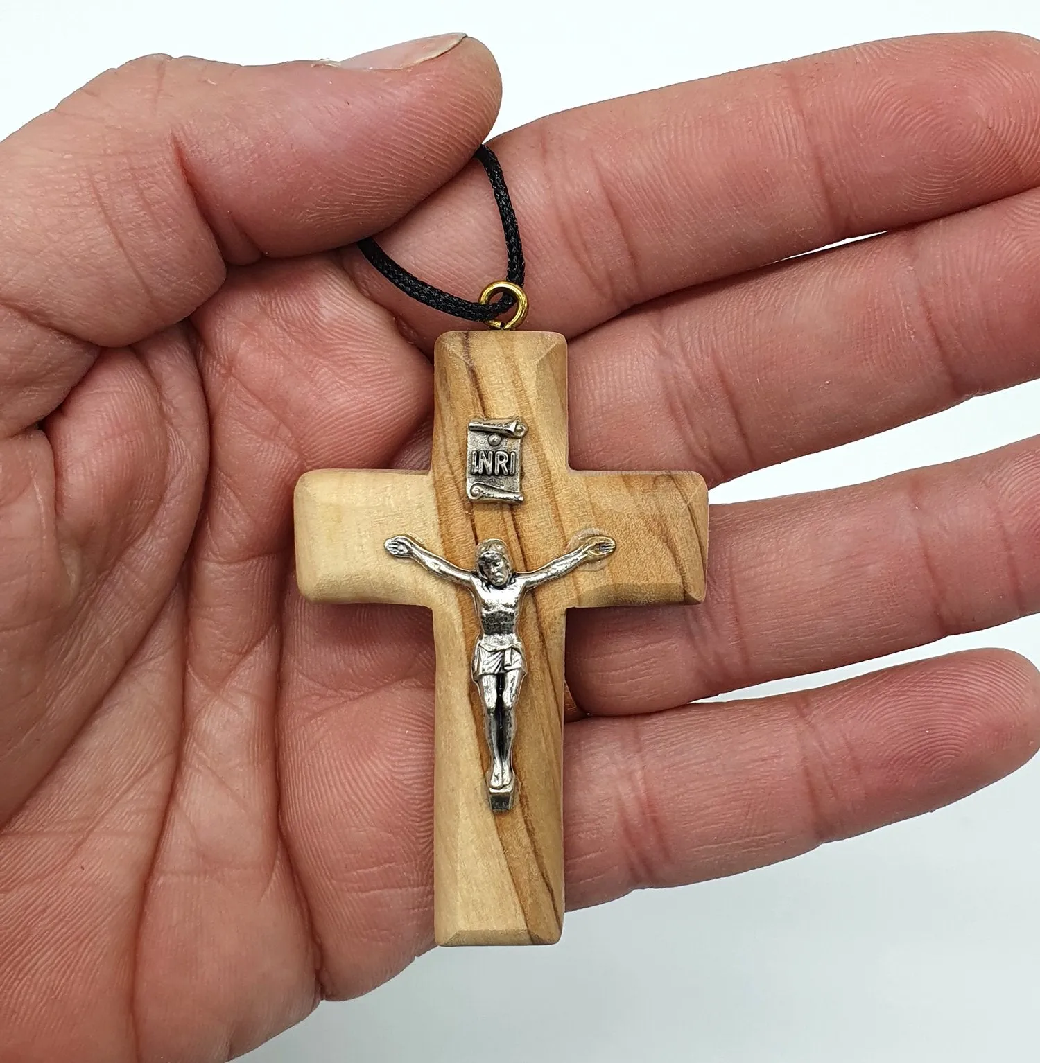 Jesus Steel Olive Wood Cross Pendants - Symbolic and Stylish Accessories for Spiritual Expression