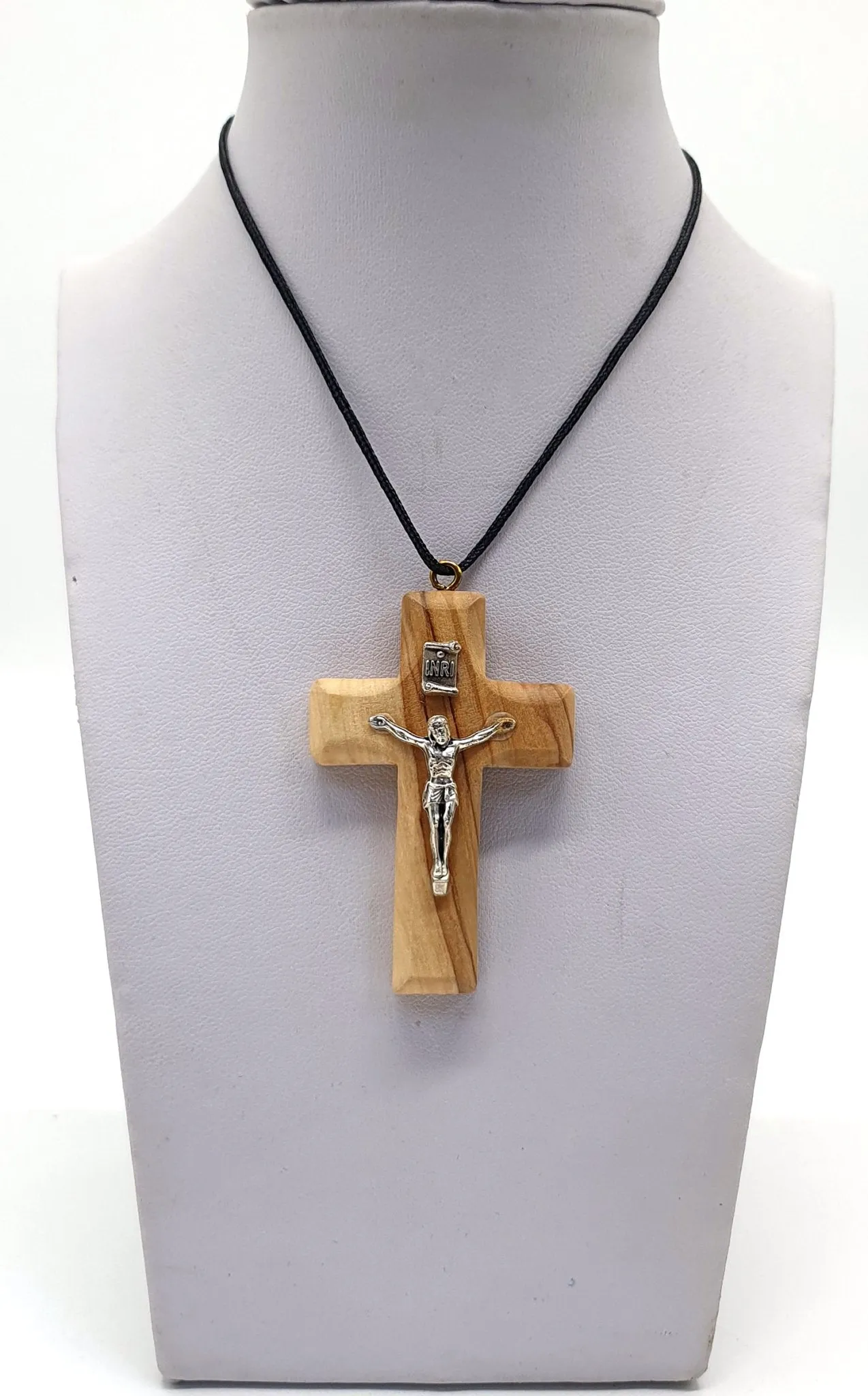 Jesus Steel Olive Wood Cross Pendants - Symbolic and Stylish Accessories for Spiritual Expression