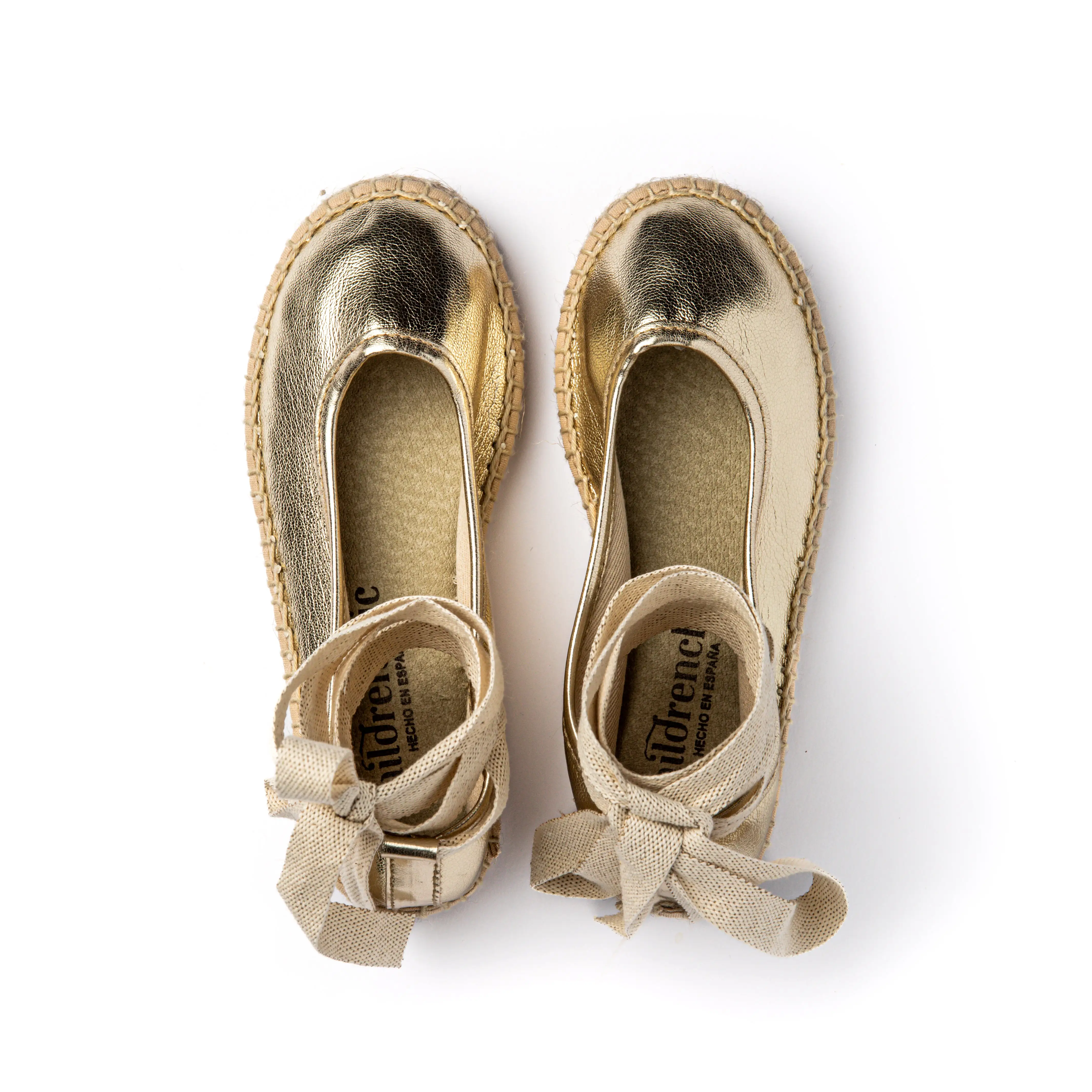 Leather Espadrilles in Metallic Gold