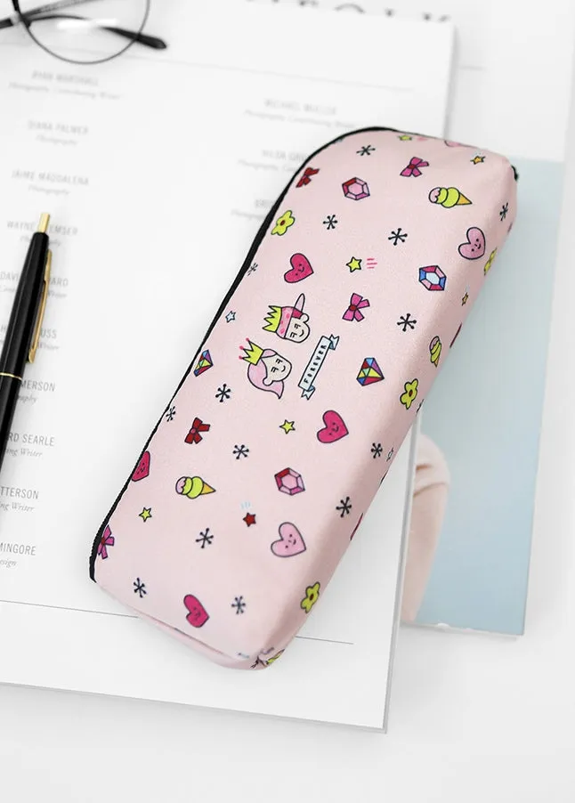 Light Pink Graphic Pencil Cases Stationery Zipper School 19cm Office Cosmetics Pouches Artists Designer Prints Gifts Bags Purses