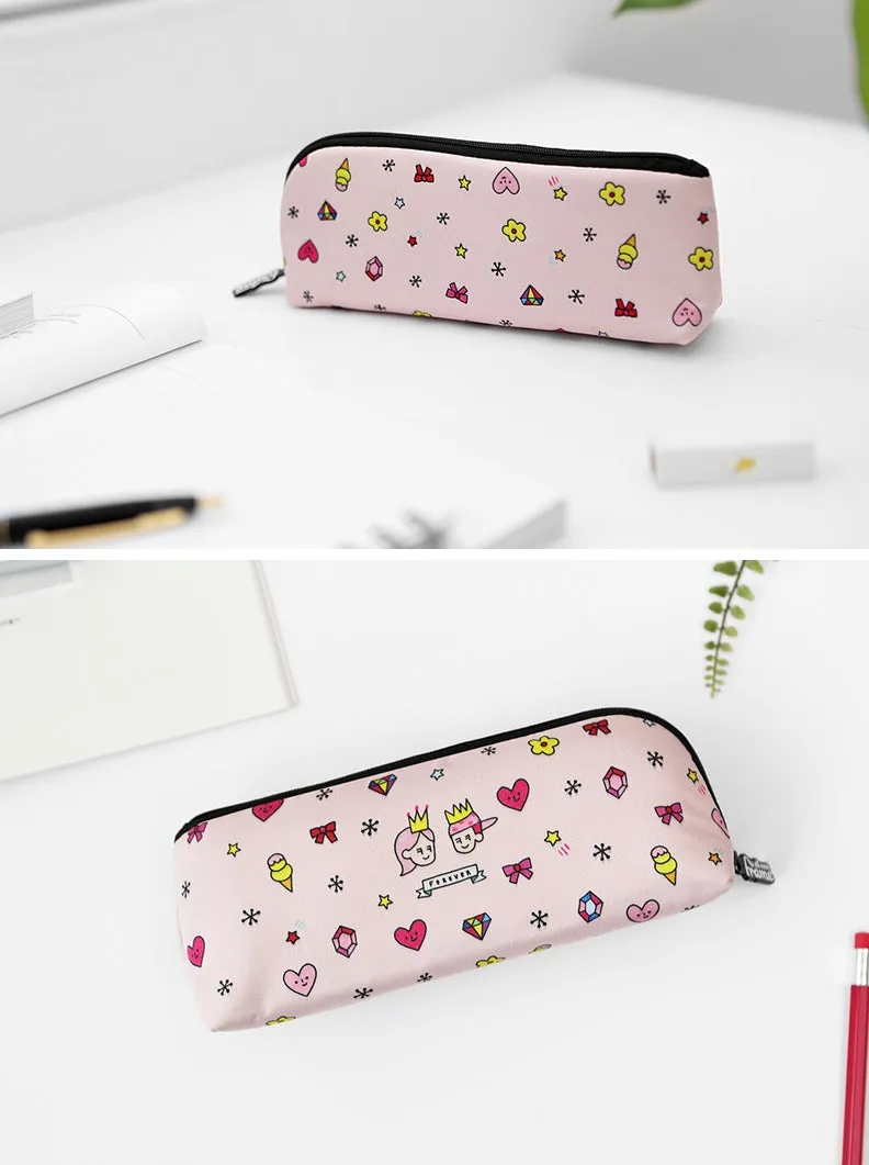 Light Pink Graphic Pencil Cases Stationery Zipper School 19cm Office Cosmetics Pouches Artists Designer Prints Gifts Bags Purses