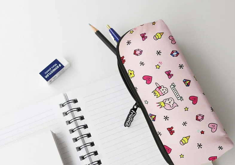 Light Pink Graphic Pencil Cases Stationery Zipper School 19cm Office Cosmetics Pouches Artists Designer Prints Gifts Bags Purses