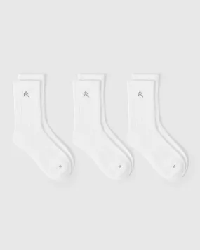 Lightweight Crew Socks 3 Pack | White