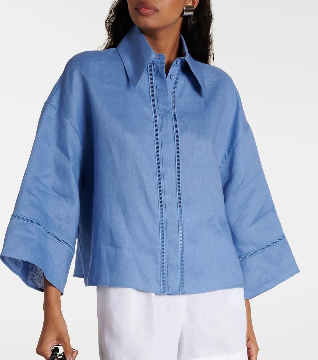 MaxMara  |Casual Style Linen Plain Short Sleeves Office Style