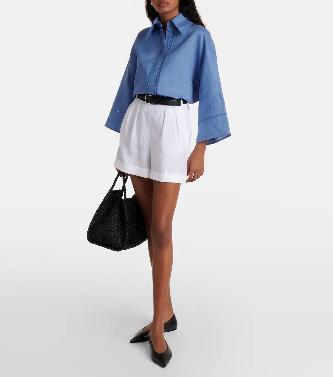 MaxMara  |Casual Style Linen Plain Short Sleeves Office Style