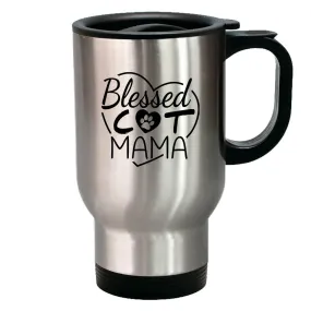 Metal Coffee and Tea Travel Mug Blessed Cat Mama