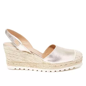 Metallic Closed Toe Leather Menorcan Espadrille For Women - Frida Micro 1924