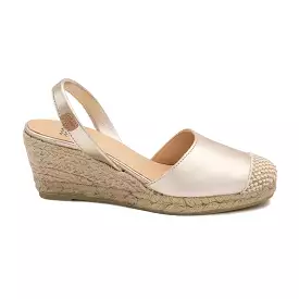 Metallic Closed Toe Leather Menorcan Espadrille For Women - Frida Montada 1924 Metallic 5C