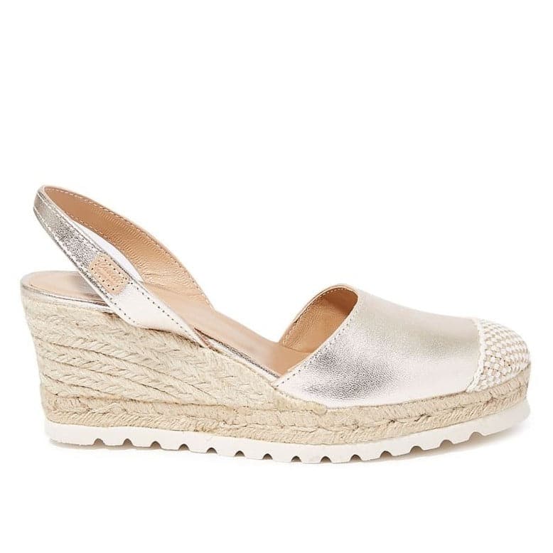 Metallic Closed Toe Leather Menorcan Espadrille For Women - Frida Montada 1924 Metallic