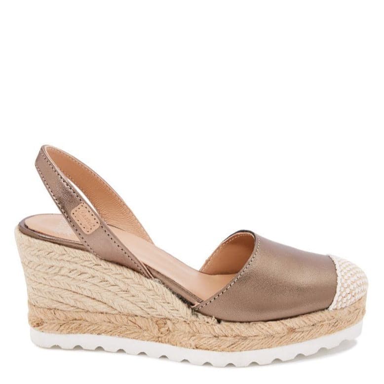 Metallic Closed Toe Leather Menorcan Espadrille For Women - Frida Montada 1924 Metallic