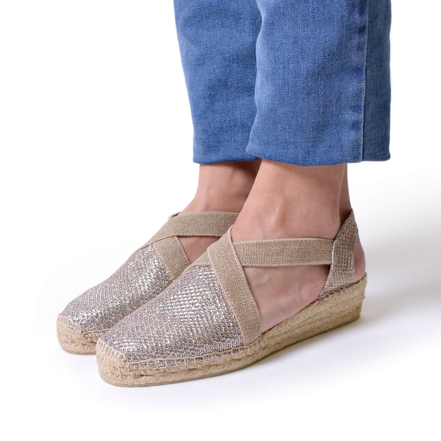 Metallic Cotton Blend Wedge Espadrille for Women - Velino-S