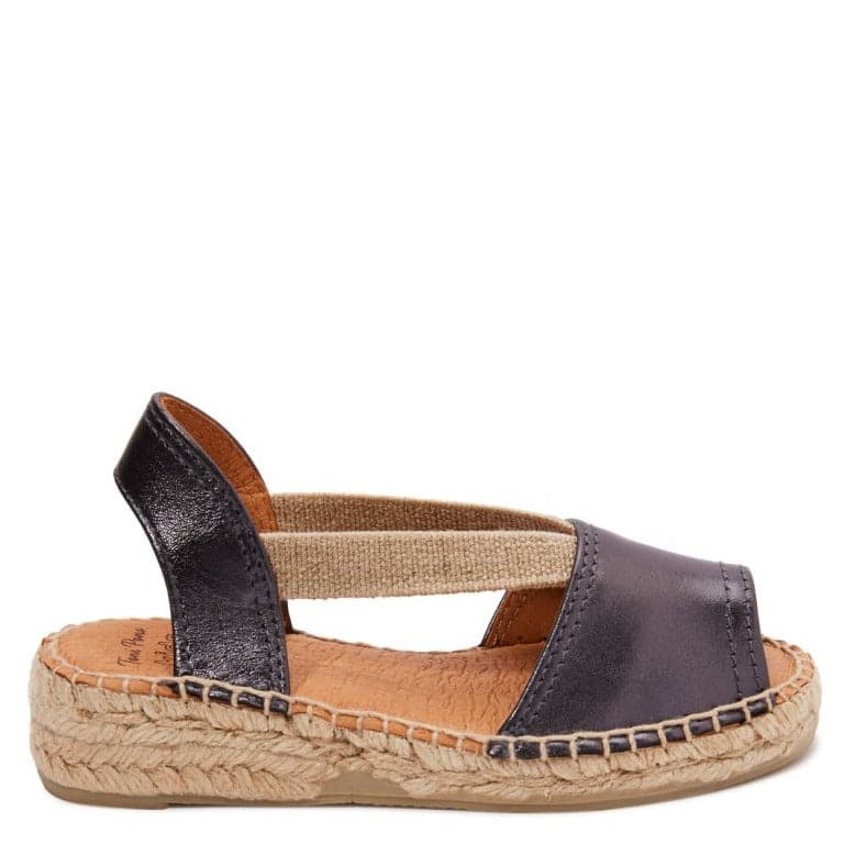 Metallic Leather Wedge Espadrille for Kids - Eli-P