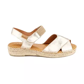 Metallic Leather Wedge Espadrille for Women - Emily-P