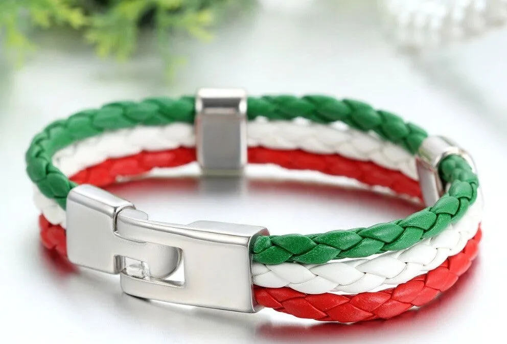 Mexico Flag Braided Bracelet