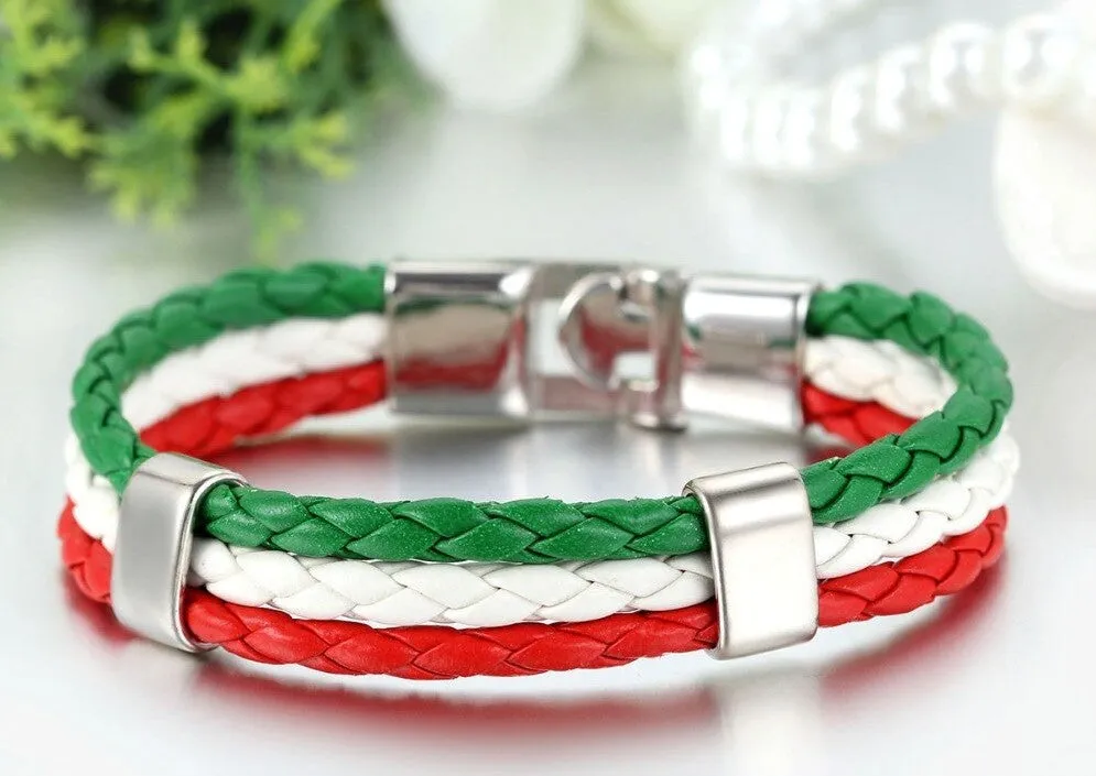 Mexico Flag Braided Bracelet