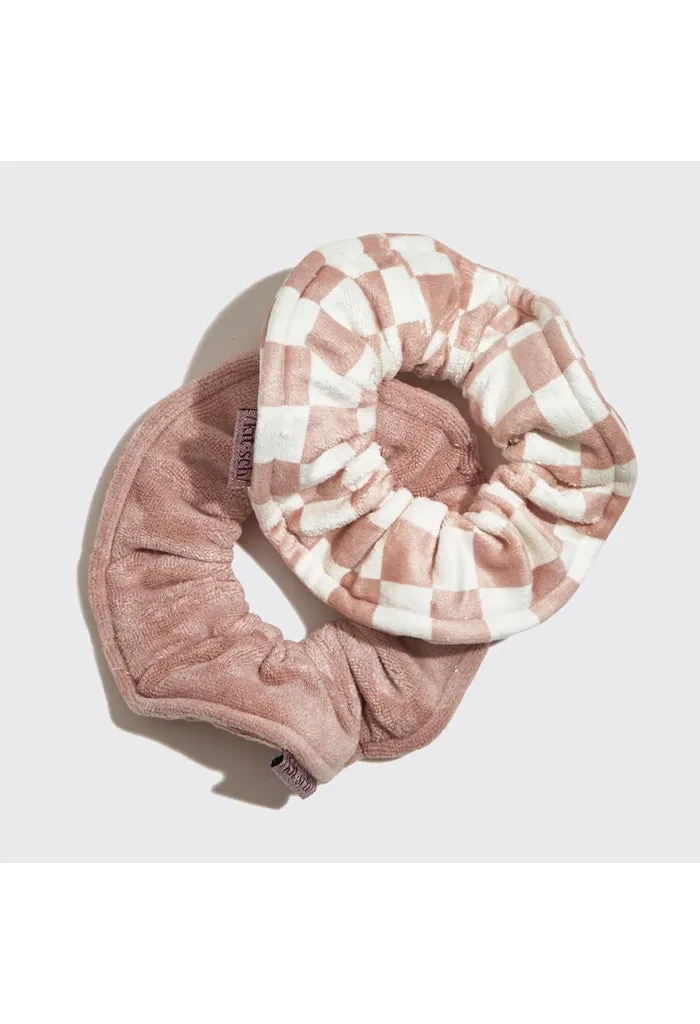 Microfiber Quick-Dry Scrunchie 2pc-Terracotta Checker