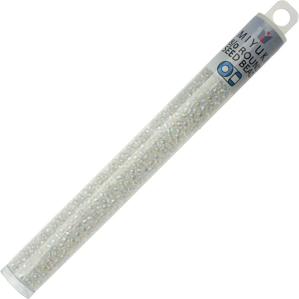 Miyuki Round Seed Beads, 8/0, #9250 Crystal AB (22 Gram Tube)