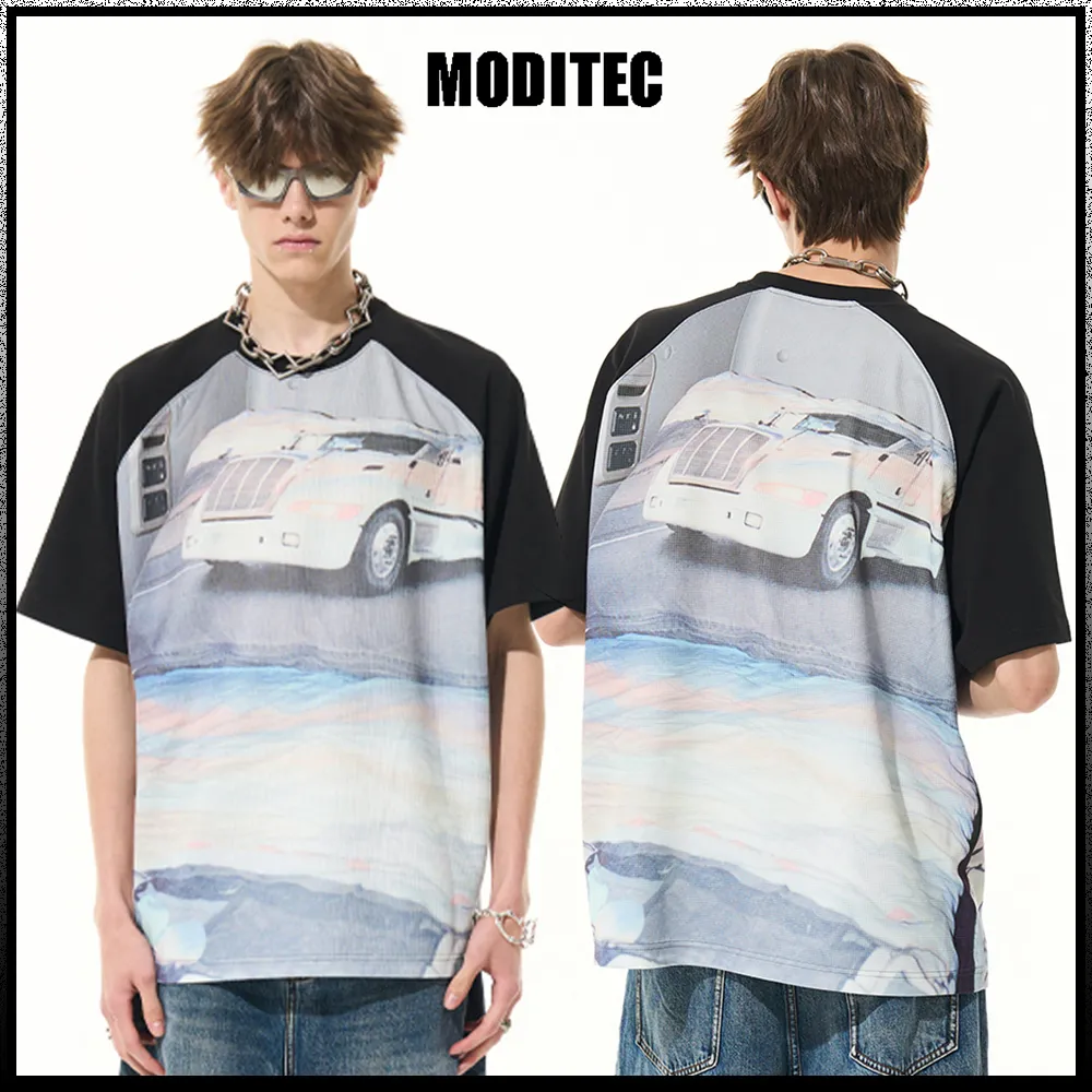 MODITEC  |Crew Neck Unisex Sweat Street Style Short Sleeves Oversized