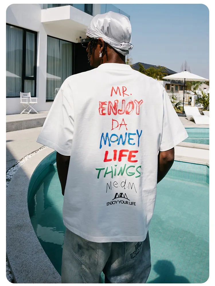 MR. ENJOY DA MONEY  |Unisex Street Style Cotton Oversized Logo T-Shirts