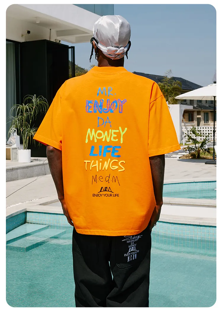 MR. ENJOY DA MONEY  |Unisex Street Style Cotton Oversized Logo T-Shirts