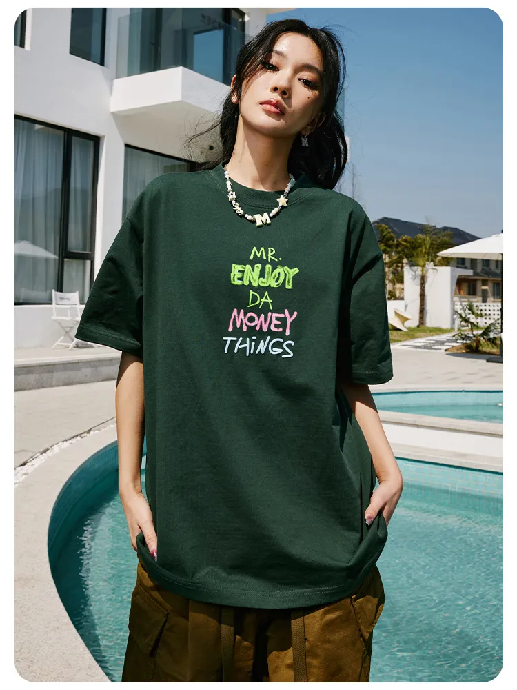 MR. ENJOY DA MONEY  |Unisex Street Style Cotton Oversized Logo T-Shirts