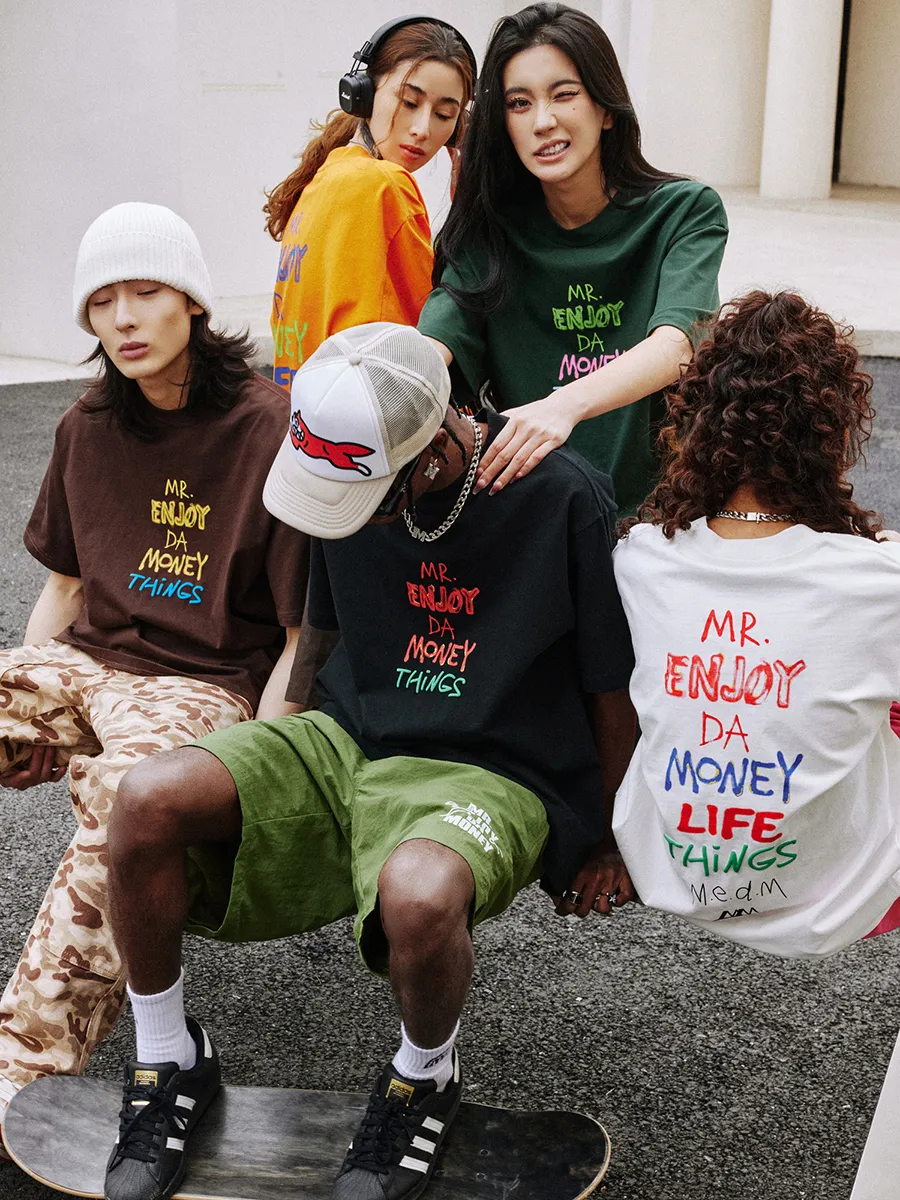 MR. ENJOY DA MONEY  |Unisex Street Style Cotton Oversized Logo T-Shirts