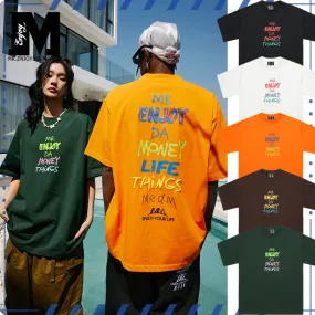 MR. ENJOY DA MONEY  |Unisex Street Style Cotton Oversized Logo T-Shirts