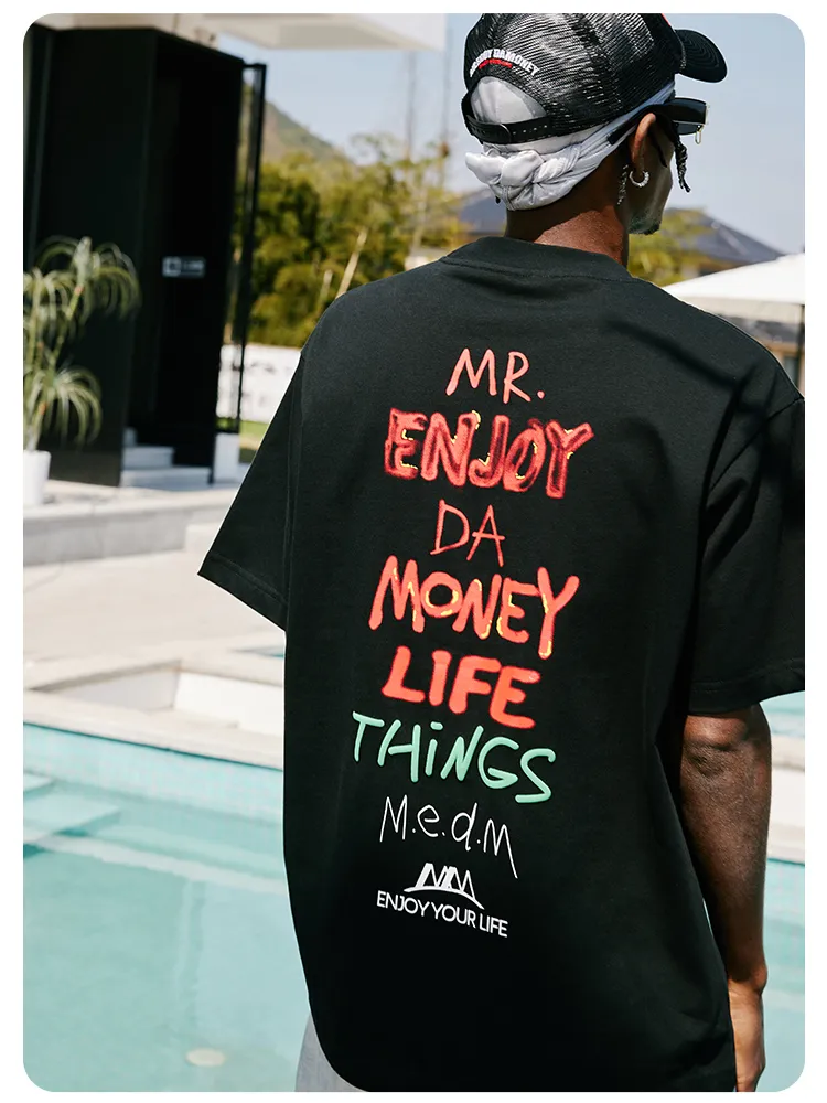 MR. ENJOY DA MONEY  |Unisex Street Style Cotton Oversized Logo T-Shirts