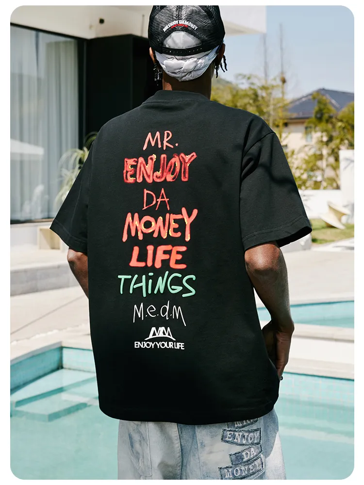 MR. ENJOY DA MONEY  |Unisex Street Style Cotton Oversized Logo T-Shirts