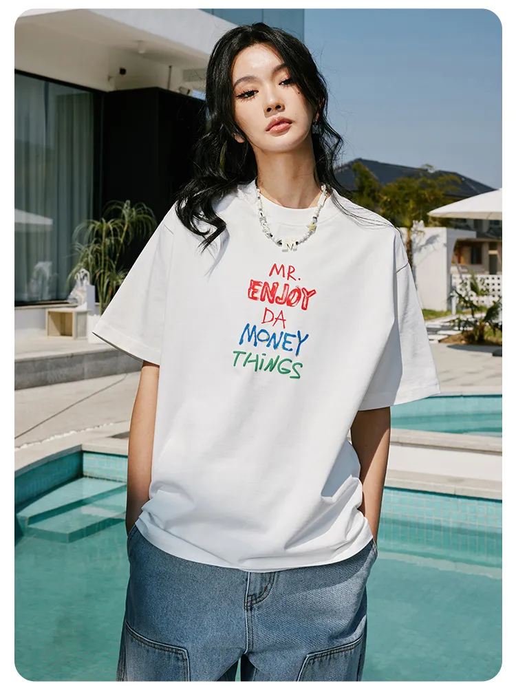 MR. ENJOY DA MONEY  |Unisex Street Style Cotton Oversized Logo T-Shirts