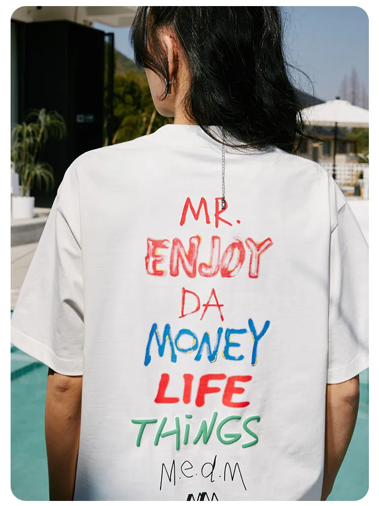 MR. ENJOY DA MONEY  |Unisex Street Style Cotton Oversized Logo T-Shirts