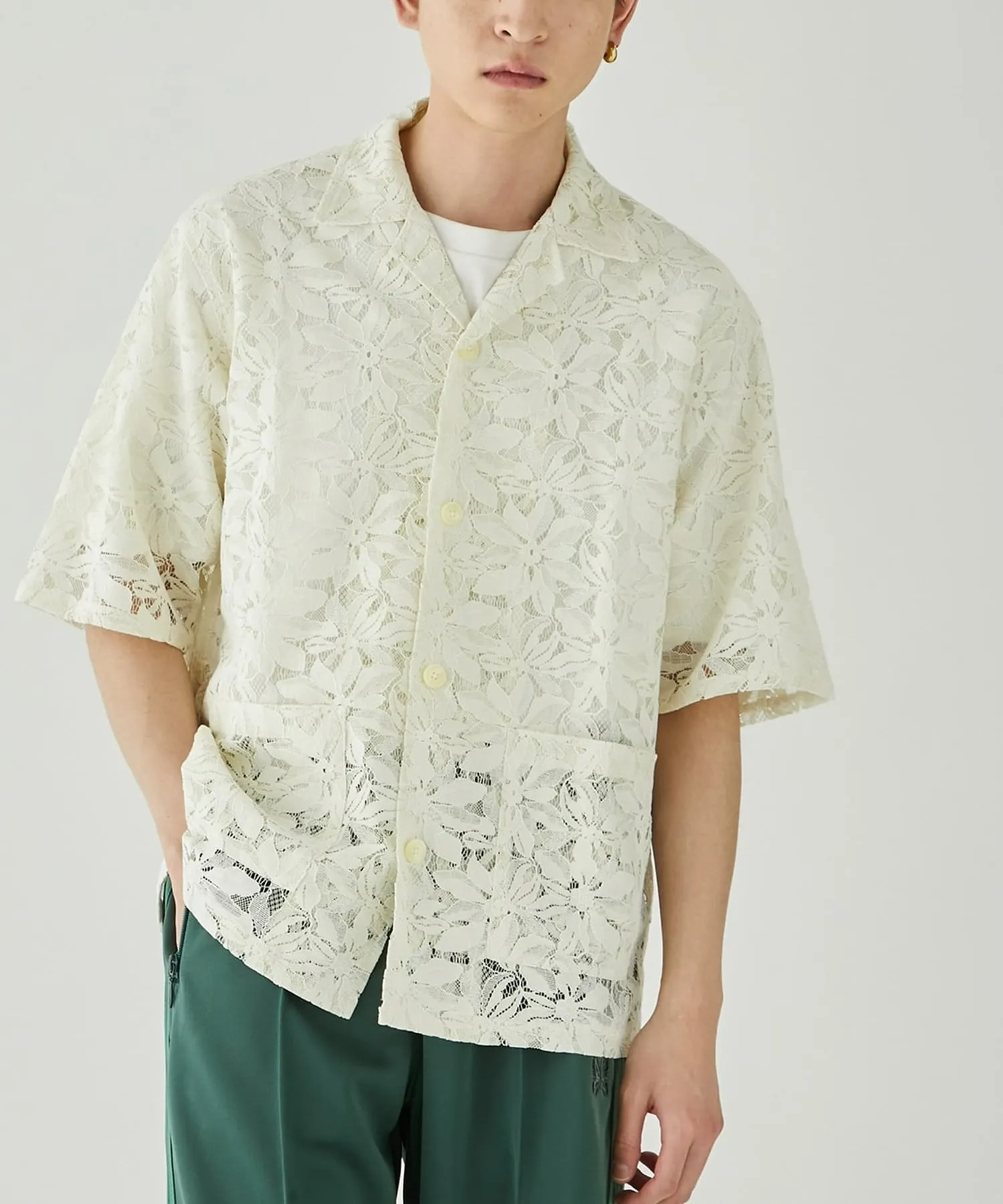 Needles  |Flower Patterns Street Style Collaboration Short Sleeves