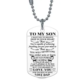 New Stylish To My Son Lovely Quote Pendant Necklace