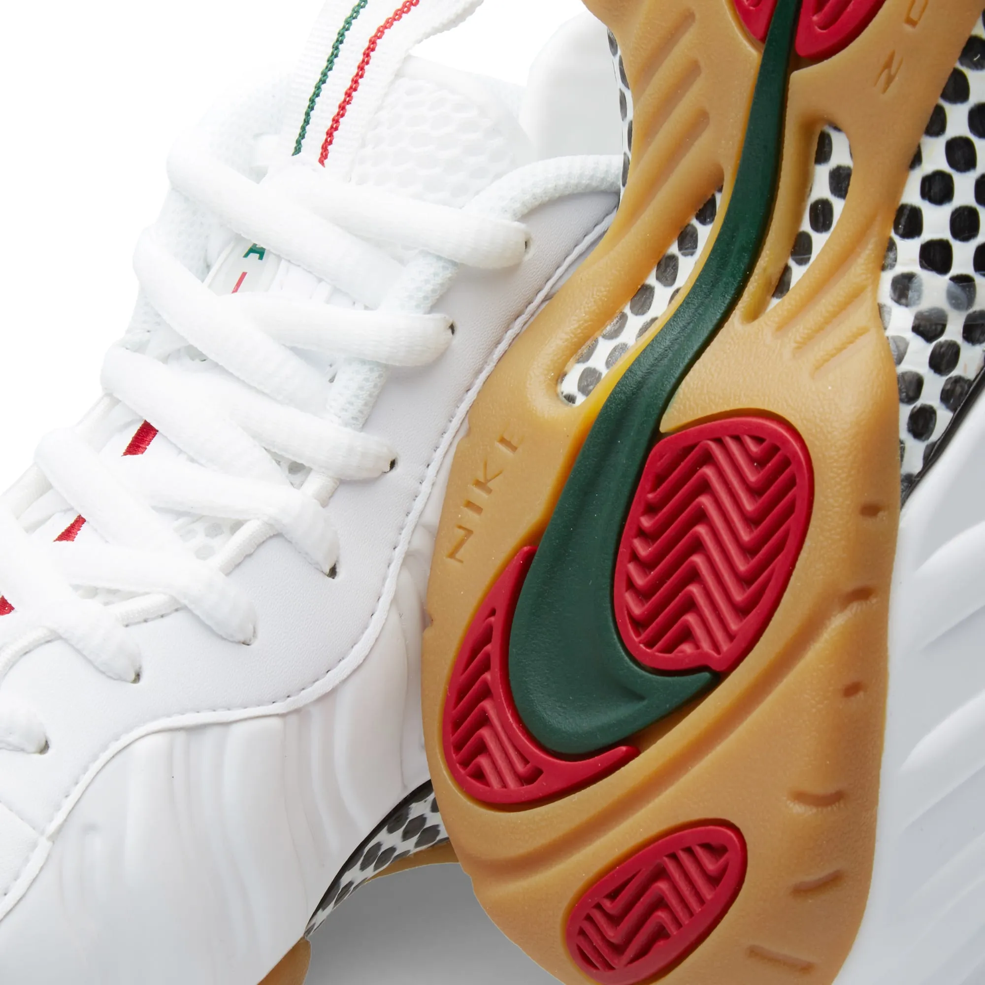 Nike Air Foamposite ProWhite, Gym Red & Gorge Green