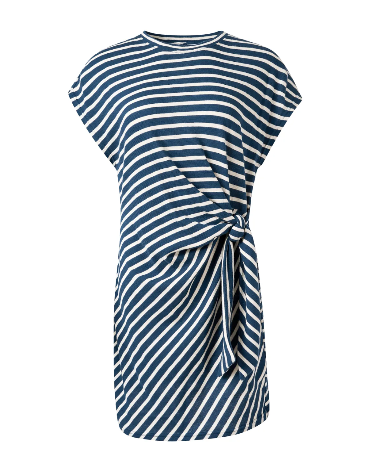 Nina Cinched Mini Dress (Navy & Cream Stripe)