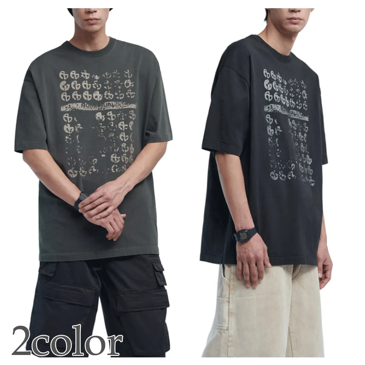 NOMANUAL  |Street Style Plain Cotton Oversized Logo T-Shirts