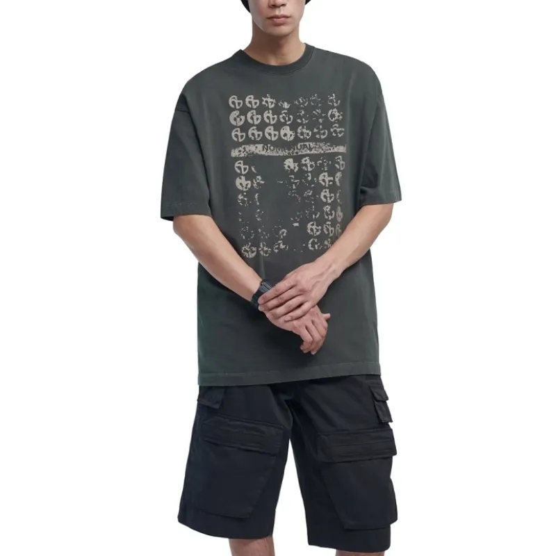 NOMANUAL  |Street Style Plain Cotton Oversized Logo T-Shirts