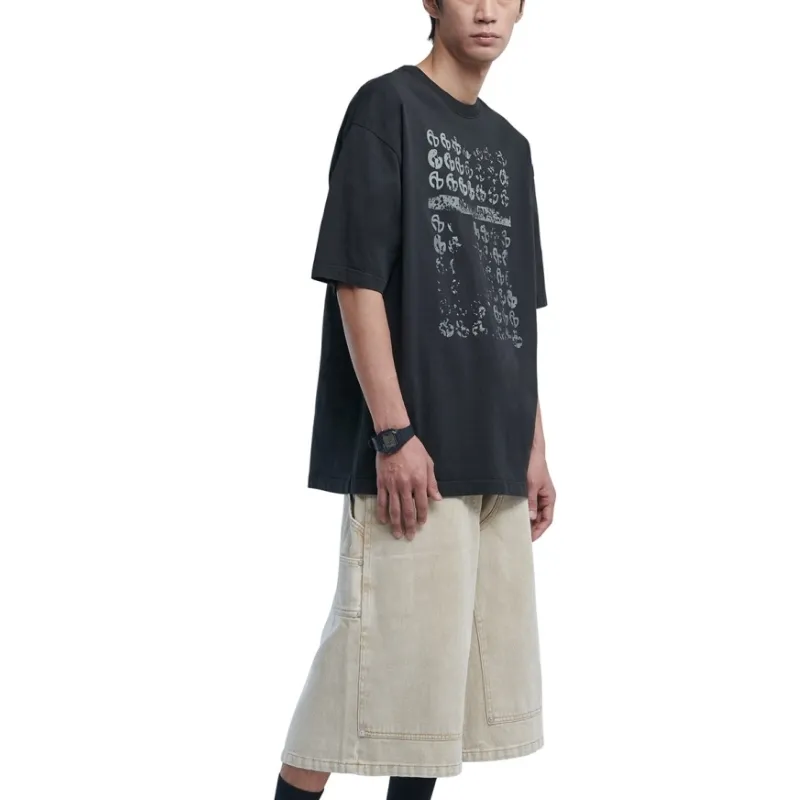 NOMANUAL  |Street Style Plain Cotton Oversized Logo T-Shirts