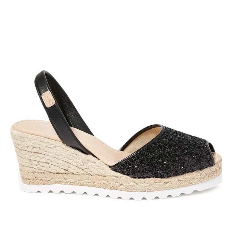 Open Toe Glitter Leather Menorcan Espadrille For Women - Frida Micro 2006R