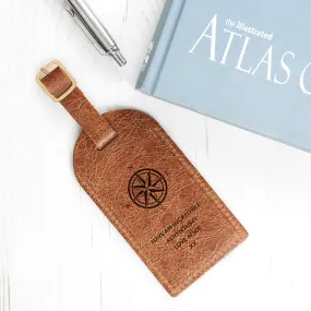 Personalised Natural Tan Engraved Leather Luggage Tag