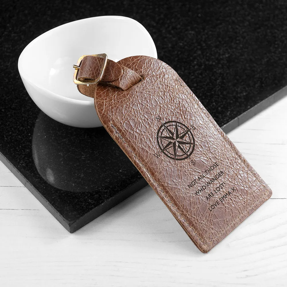 Personalised Natural Tan Engraved Leather Luggage Tag