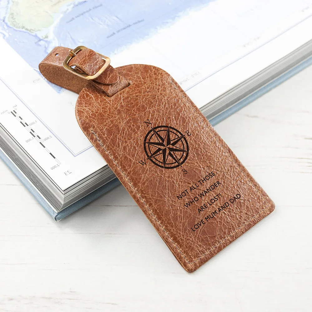 Personalised Natural Tan Engraved Leather Luggage Tag